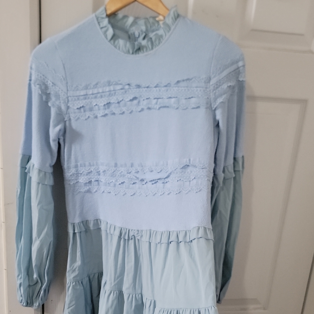Girls Light Blue Ruffle Tiered Girls' Dress